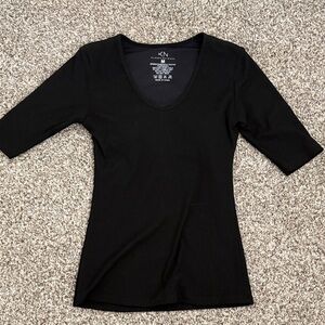 Klassy Network Black 3/4 Sleeve Top with scoop neck